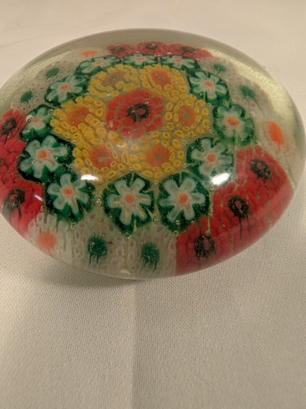 Vintage Millefiori Glass Paperweight Mid Century Murano Style Floral - Picture 5 of 8